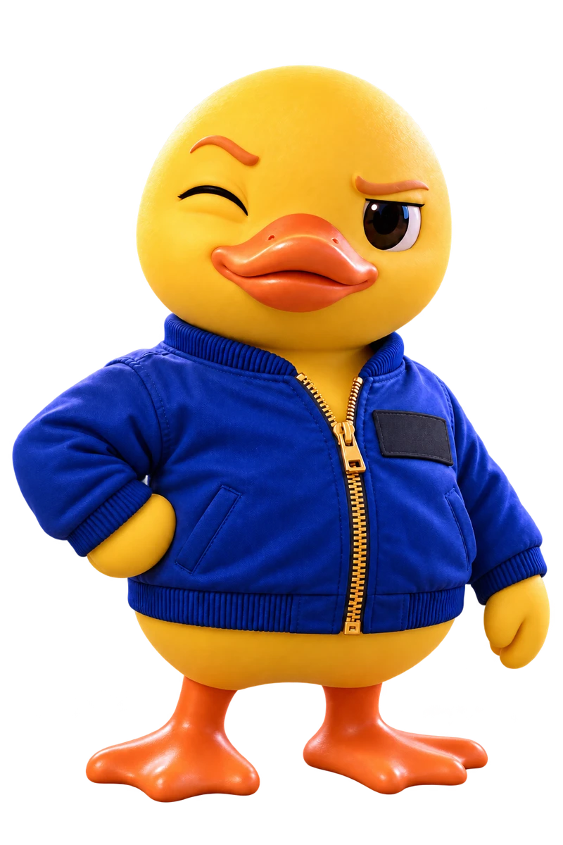 Quacker, the EdgeiT spokesduck, giving a wink