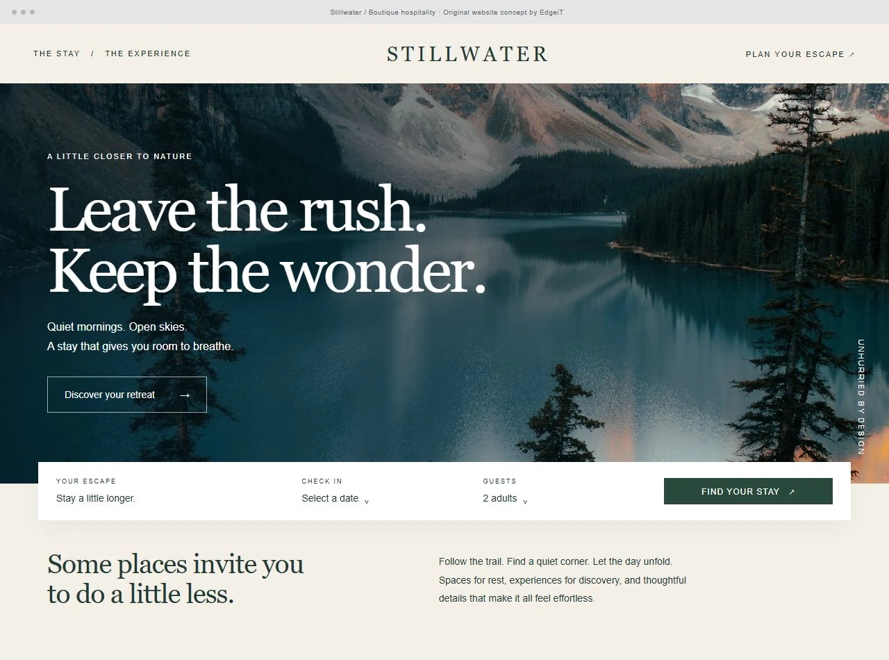 Stillwater, an original wellness website design concept by EdgeiT